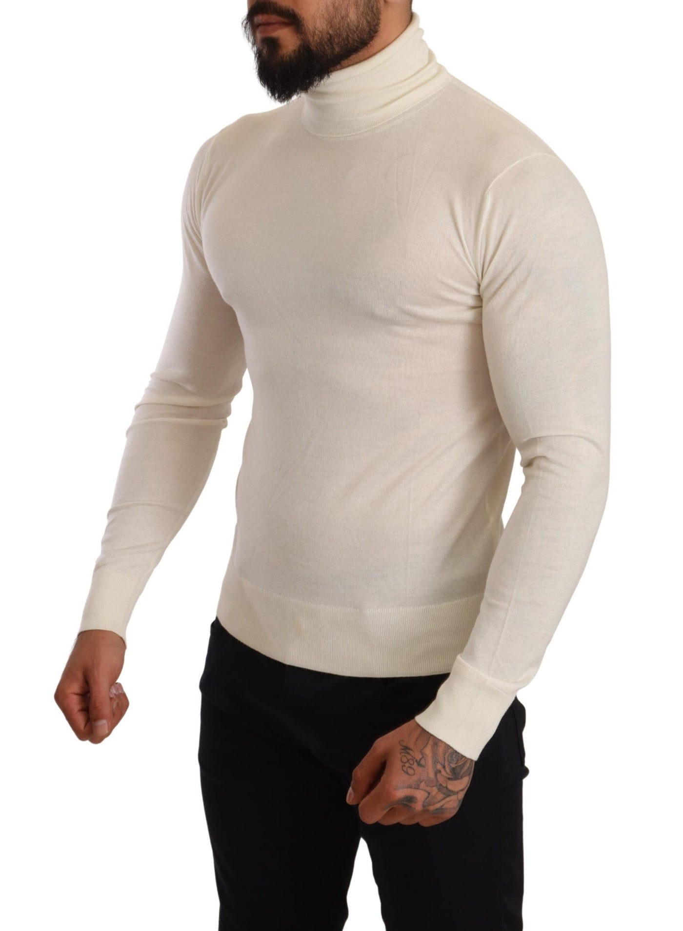Dolce & Gabbana Rollkragenpullover aus cremefarbenem Kaschmir