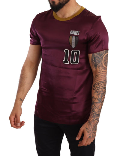 Dolce & Gabbana Lila Sport 10 T-Shirt mit Rundhalsausschnitt und Stickerei