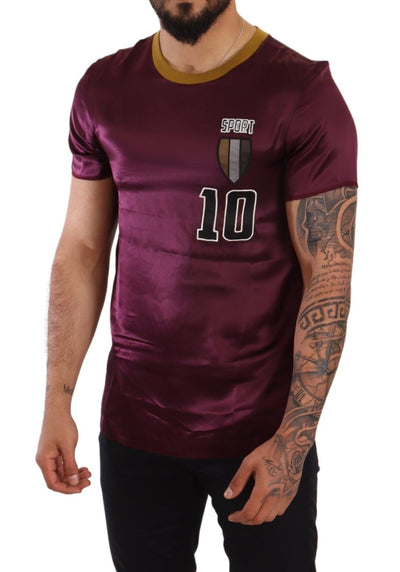 Dolce & Gabbana Lila Sport 10 T-Shirt mit Rundhalsausschnitt und Stickerei
