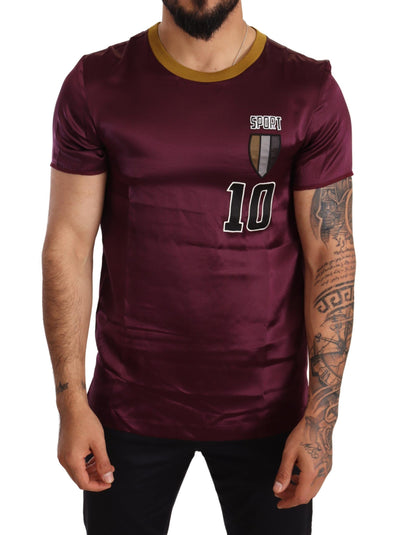 Dolce & Gabbana Lila Sport 10 T-Shirt mit Rundhalsausschnitt und Stickerei