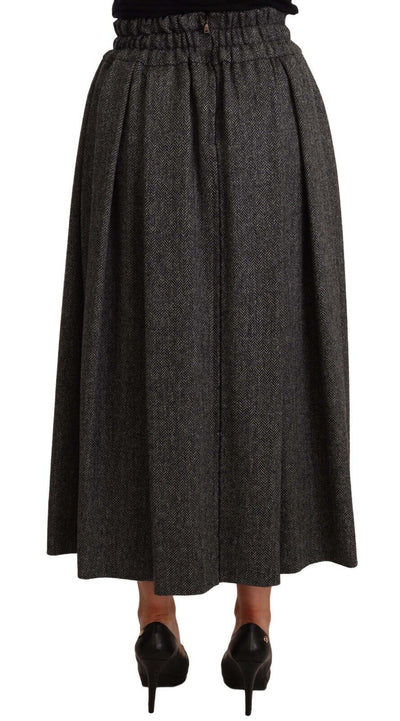 Dolce & Gabbana Grauer Rock aus Wolle mit hoher Taille in A-Linie PIECE