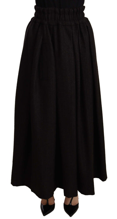 Dolce & Gabbana Schwarzer Maxirock aus Wolle mit hoher Taille PIECE