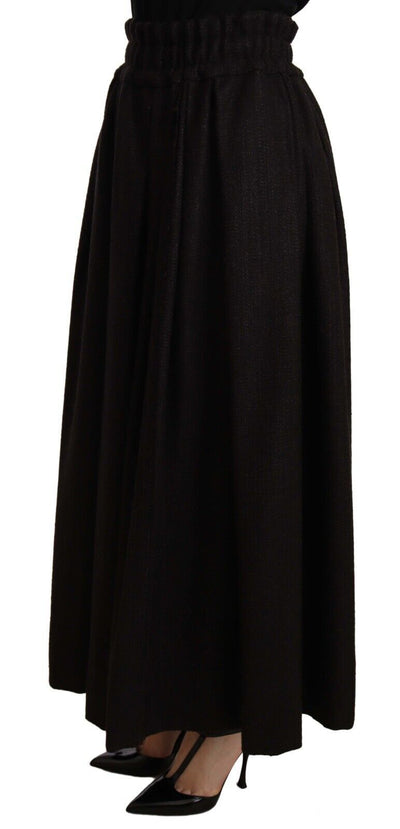 Dolce & Gabbana Schwarzer Maxirock aus Wolle mit hoher Taille PIECE