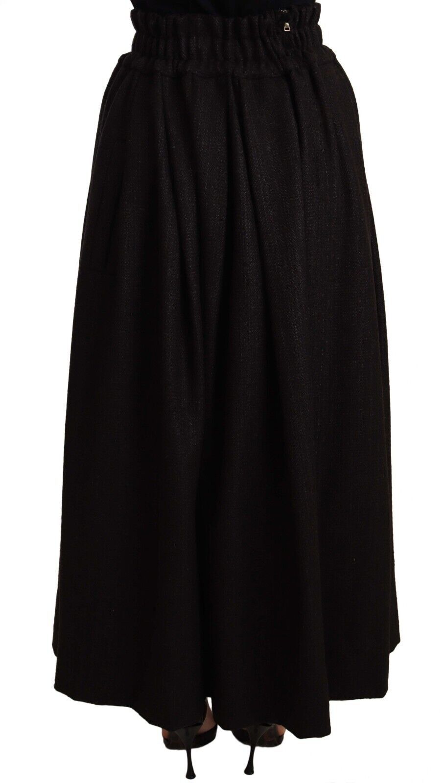 Dolce & Gabbana Schwarzer Maxirock aus Wolle mit hoher Taille PIECE