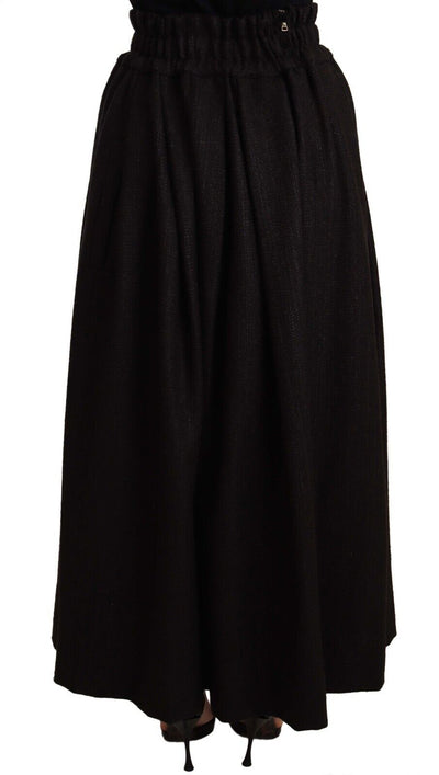 Dolce & Gabbana Schwarzer Maxirock aus Wolle mit hoher Taille PIECE