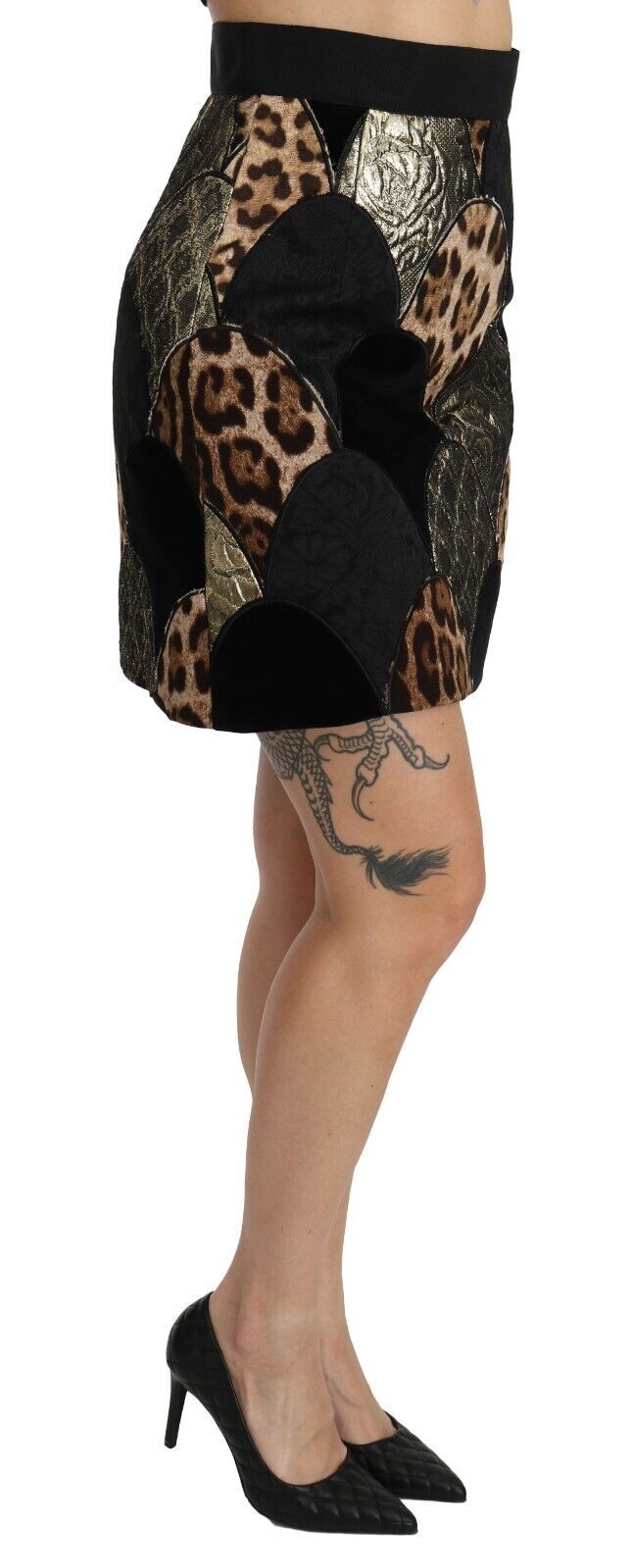 Dolce & Gabbana Mehrfarbiger Minirock mit Leopardenmuster und hoher Taille