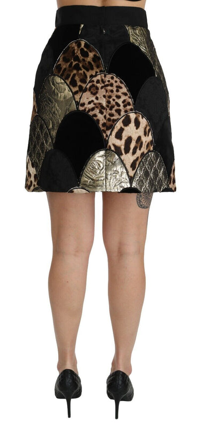 Dolce & Gabbana Mehrfarbiger Minirock mit Leopardenmuster und hoher Taille
