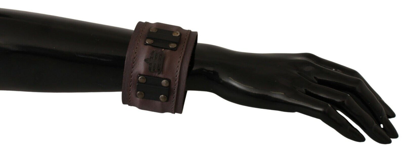 Scervino Street Braunes Lederarmband mit breitem Schnallenverschluss