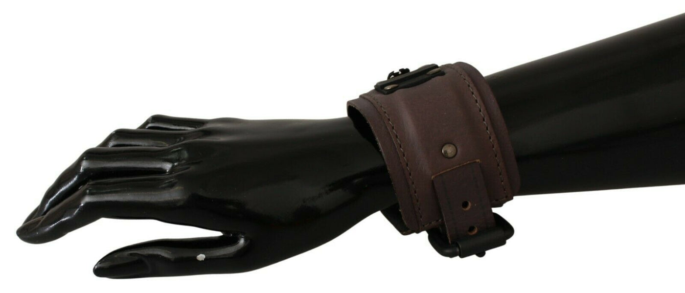 Scervino Street Braunes Lederarmband mit breitem Schnallenverschluss