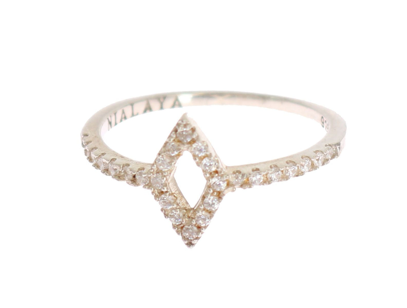 Nialaya Silber Rhombus Frauen klar CZ 925 Silber Ring