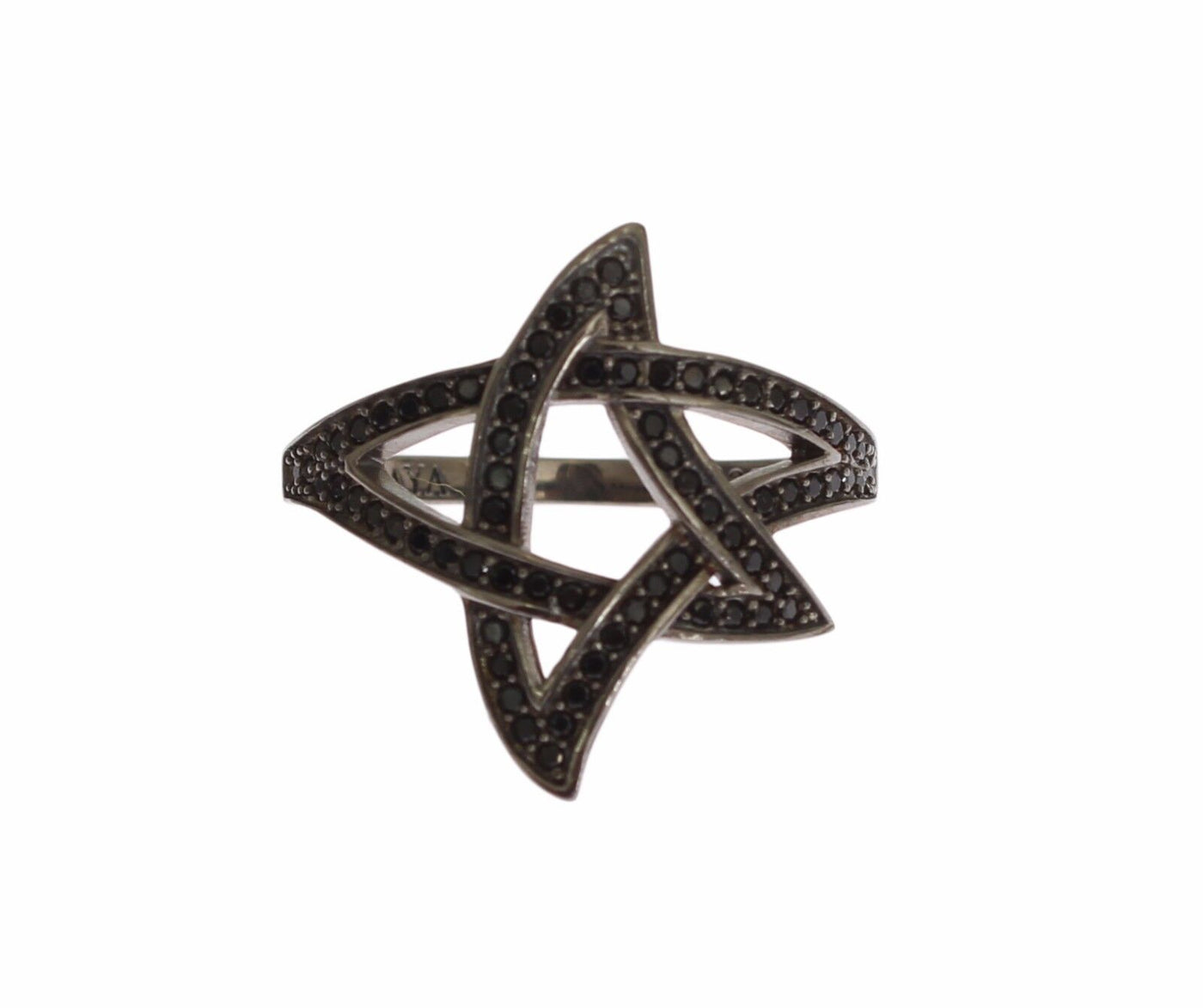 Nialaya Schwarz CZ Rhodium 925 Silber Damen Ring