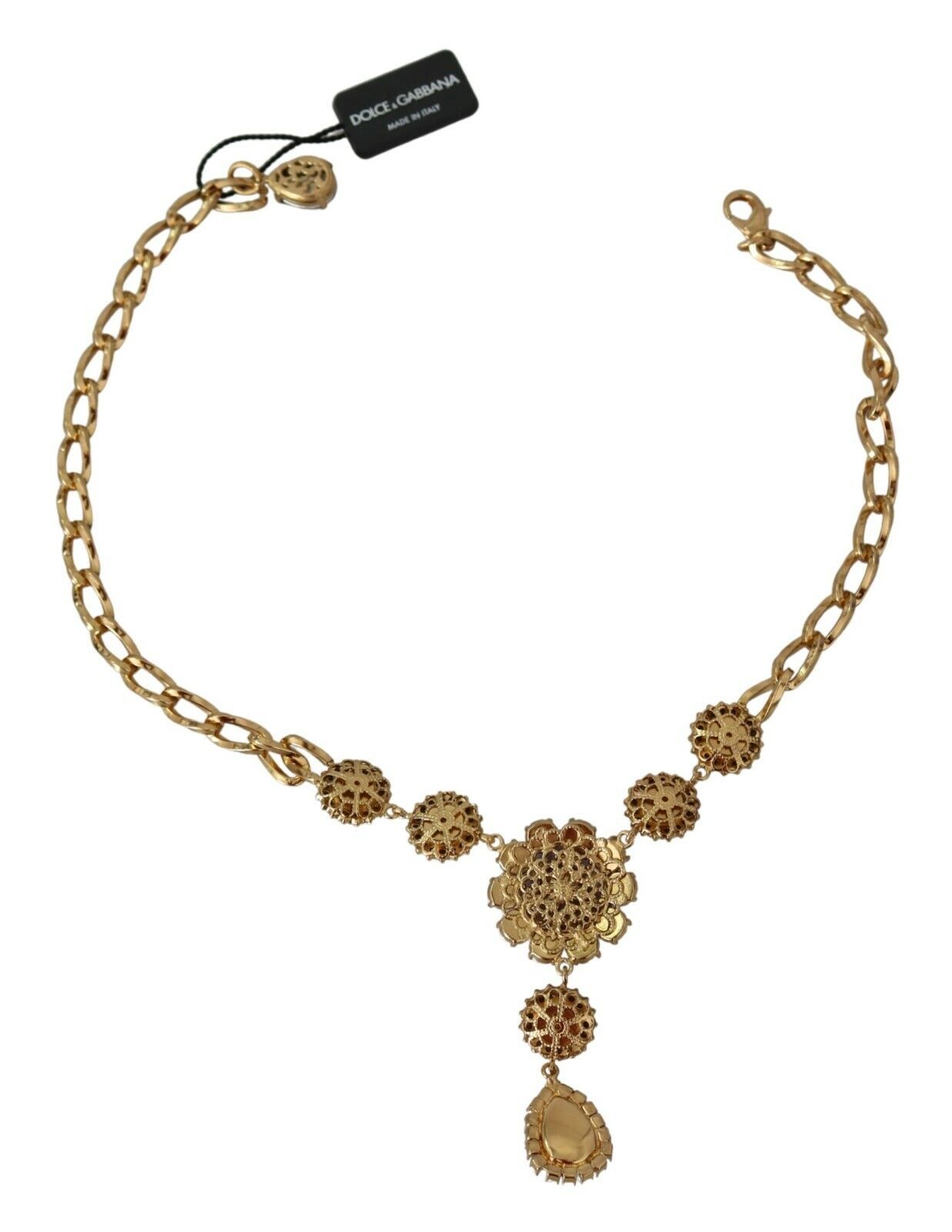 Dolce & Gabbana Rosa Gold Messing Kristall Lila Perle Anhänger