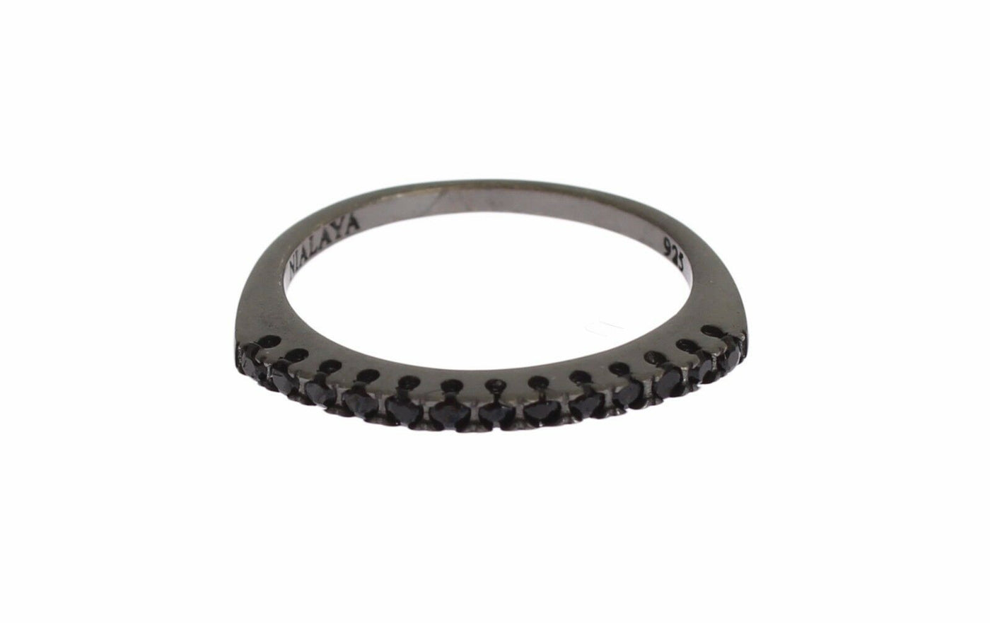 Nialaya Schwarz CZ Rhodium 925 Silber Damen Ring