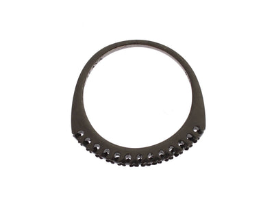 Nialaya Schwarz CZ Rhodium 925 Silber Damen Ring