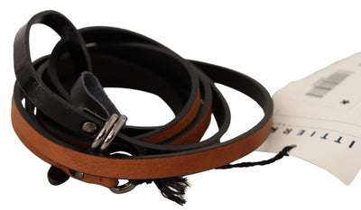 Costume National Brauner Leder Gürtel mit silberfarbener Schnalle