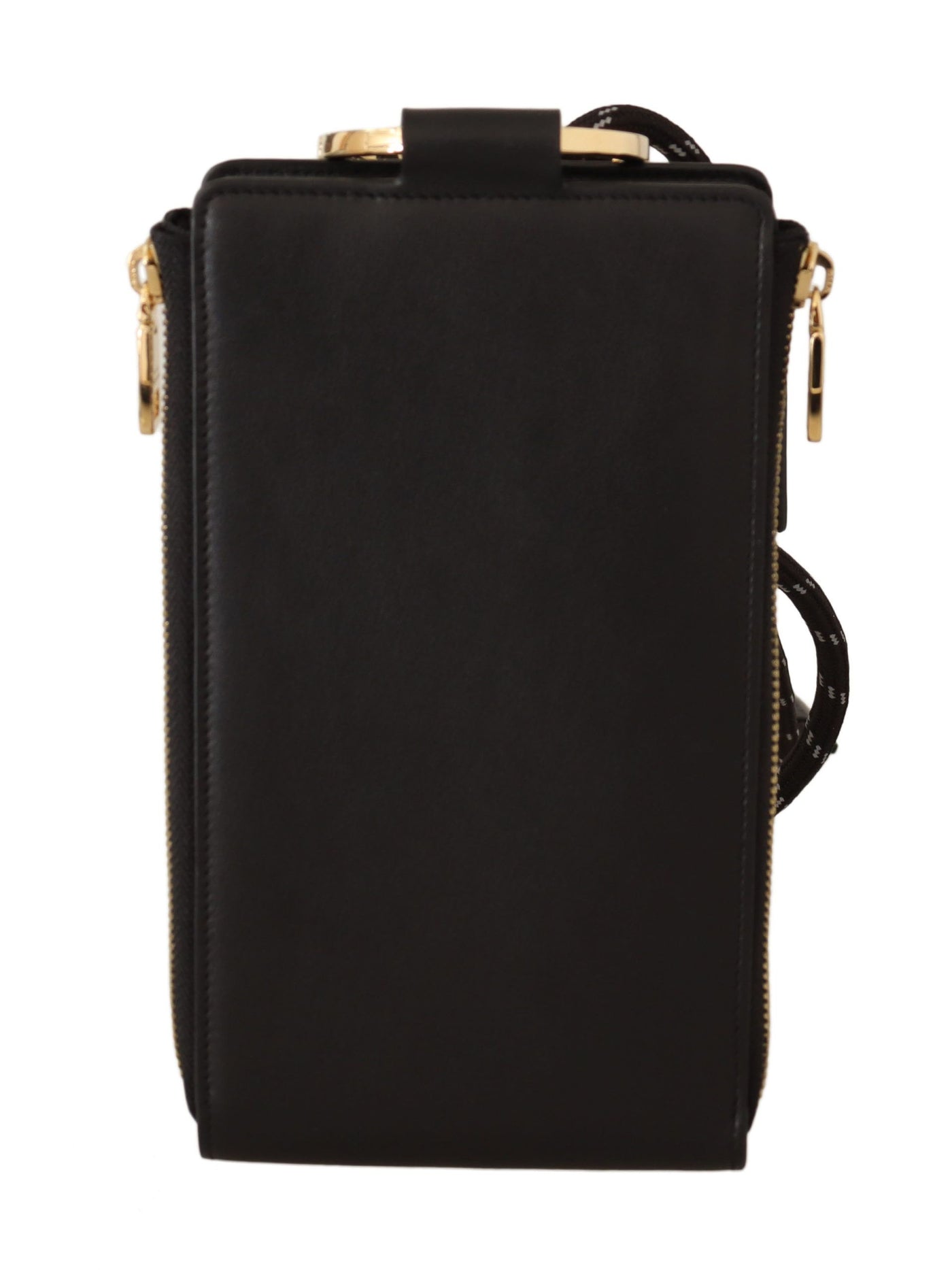 Dolce & Gabbana Schwarzes Leder Logo Plaque Halsband Karte Münze Brieftasche