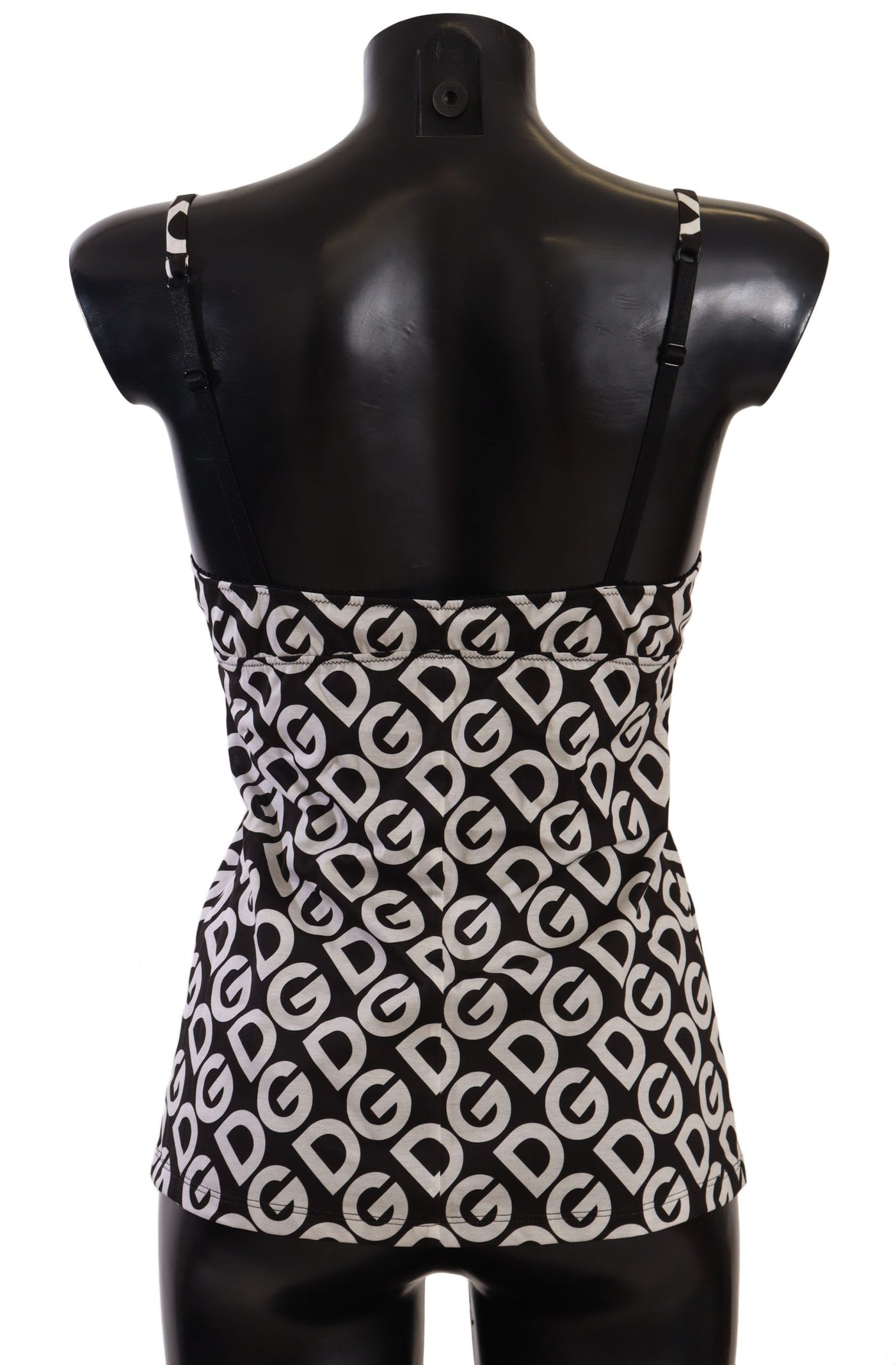 Dolce & Gabbana Schwarzes weißes Logo Print Camisole Top Unterwäsche