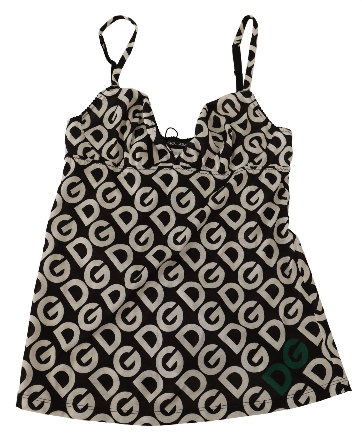 Dolce & Gabbana Schwarzes weißes Logo Print Camisole Top Unterwäsche