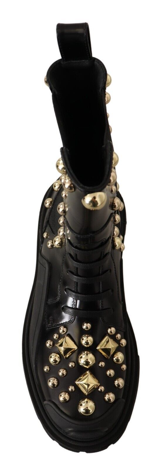 Dolce & Gabbana Schwarze Nietenstiefel aus Leder