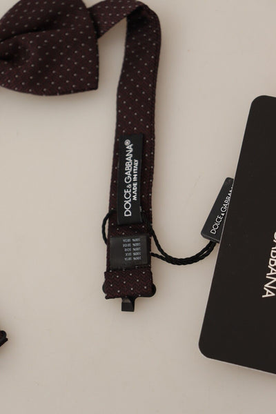 Dolce & Gabbana Braun gepunktete Seiden-Papillon-Fliege mit verstellbarem Hals