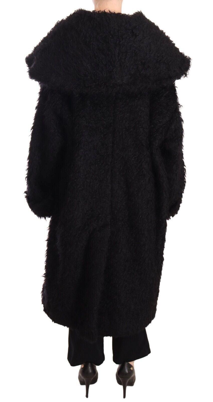 Dolce & Gabbana Schwarzer Mohair Pelz Cape Trenchcoat Jacke