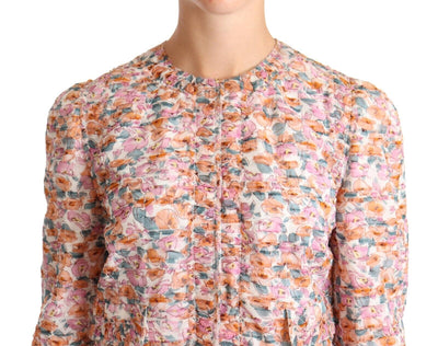Dolce & Gabbana Multicolor Floral Print Seiden-Trenchcoat Jacke