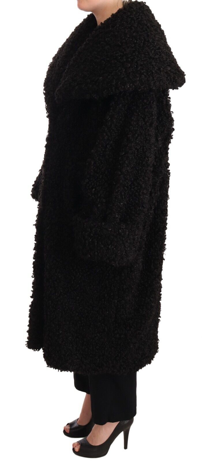 Dolce & Gabbana Schwarzer Polyester Pelz Trenchcoat Jacke