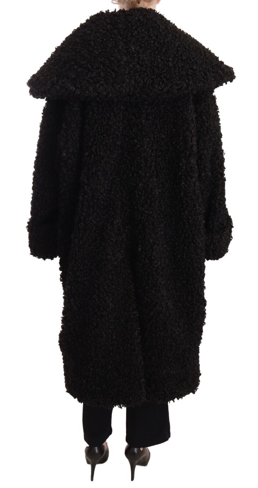 Dolce & Gabbana Schwarzer Polyester Pelz Trenchcoat Jacke