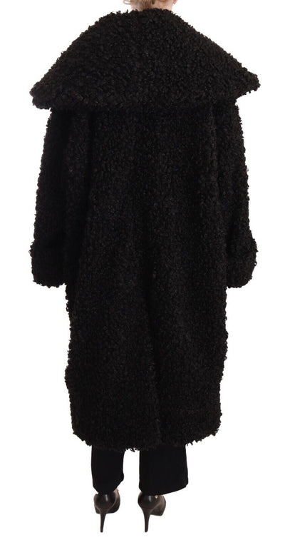 Dolce & Gabbana Schwarzer Polyester Pelz Trenchcoat Jacke