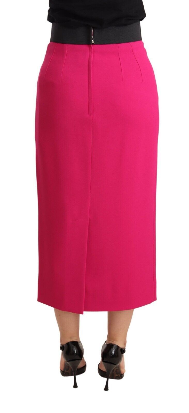 Dolce & Gabbana Rosa Stretch-Bleistiftrock mit hoher Taille und geradem Rock