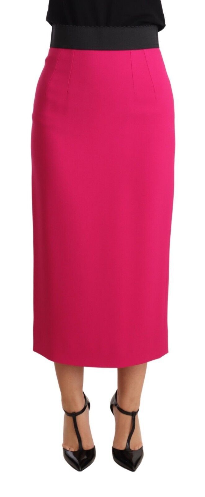 Dolce & Gabbana Rosa Stretch-Bleistiftrock mit hoher Taille und geradem Rock