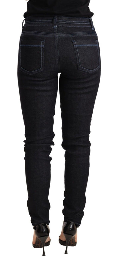 Acht Blaue Baumwolle mit niedriger Taille Slim Fit Denim Damen Hosenjeans