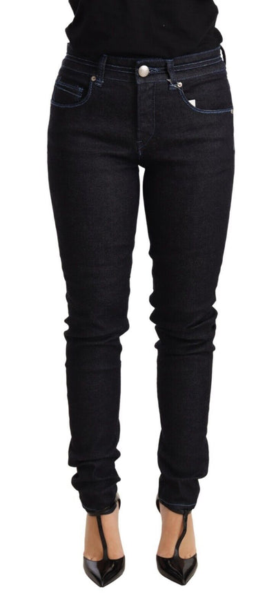 Acht Blaue Baumwolle mit niedriger Taille Slim Fit Denim Damen Hosenjeans