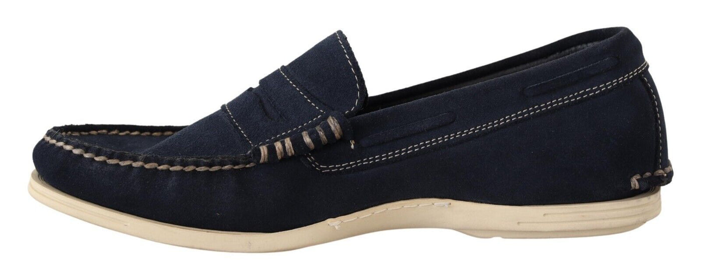 Pollini Blau Wildleder Low Top Mocassin Loafers Casual Männer Schuhe