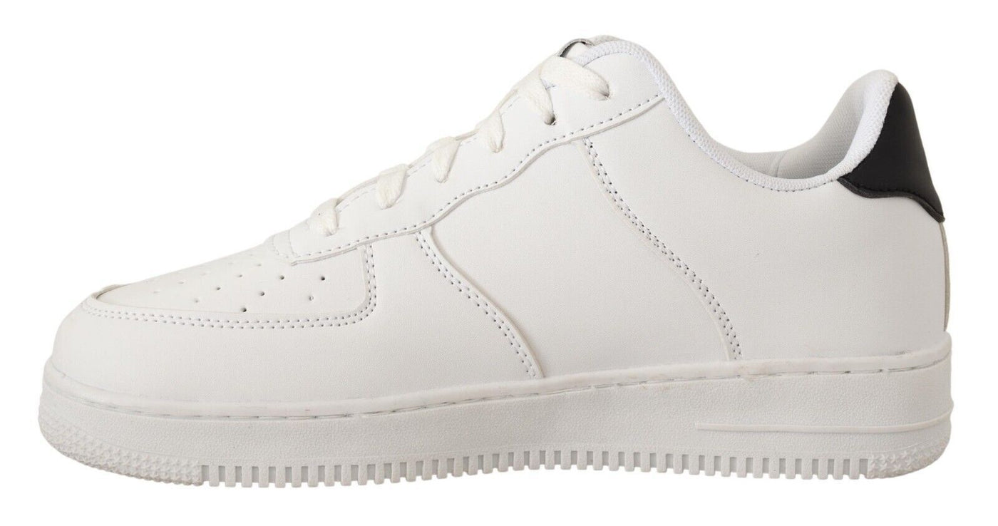 SIGNS Weißes Leder Perforiert Lace Up Sneakers Casual Männer Schuhe