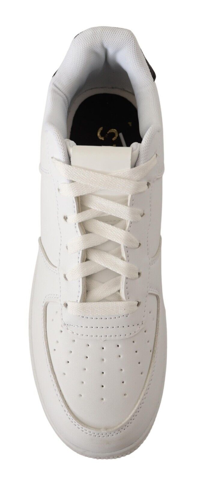 SIGNS Weißes Leder Perforiert Lace Up Sneakers Casual Männer Schuhe