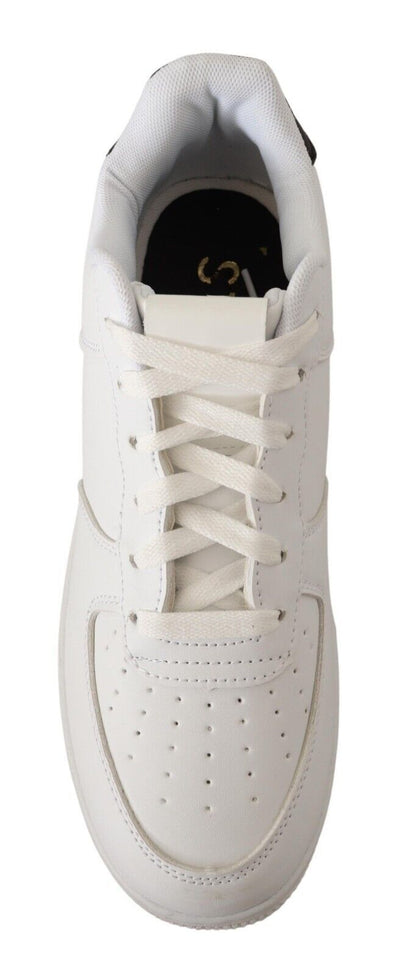SIGNS Weißes Leder Perforiert Lace Up Sneakers Casual Männer Schuhe