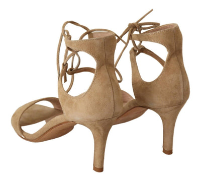 Maria Christina Beige Wildleder Riemchen Pumps Schuhe