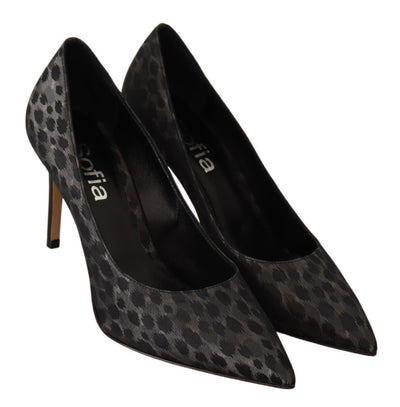 Sofia Schwarz Leopard Leder Stiletto High Heels Pumps Schuhe
