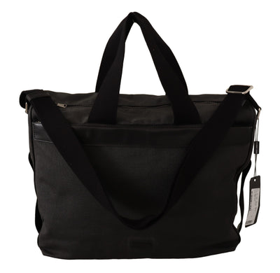 Dolce & Gabbana Schwarze Denim-Leder-Schulterriemen-Messengertasche