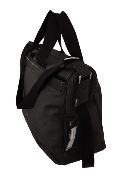 Dolce & Gabbana Schwarze Denim-Leder-Schulterriemen-Messengertasche