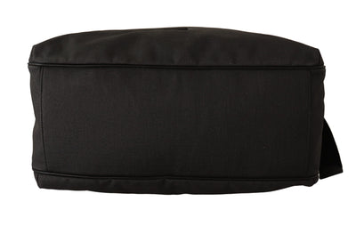 Dolce & Gabbana Schwarze Denim-Leder-Schulterriemen-Messengertasche