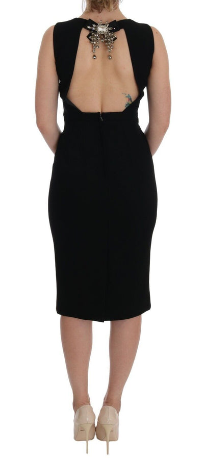 Dolce & Gabbana Schwarzes Stretch-Kristall-Etuikleid