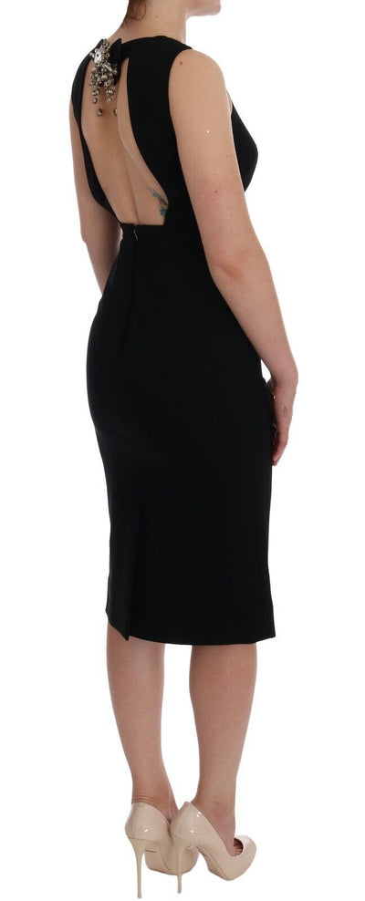 Dolce & Gabbana Schwarzes Stretch-Kristall-Etuikleid