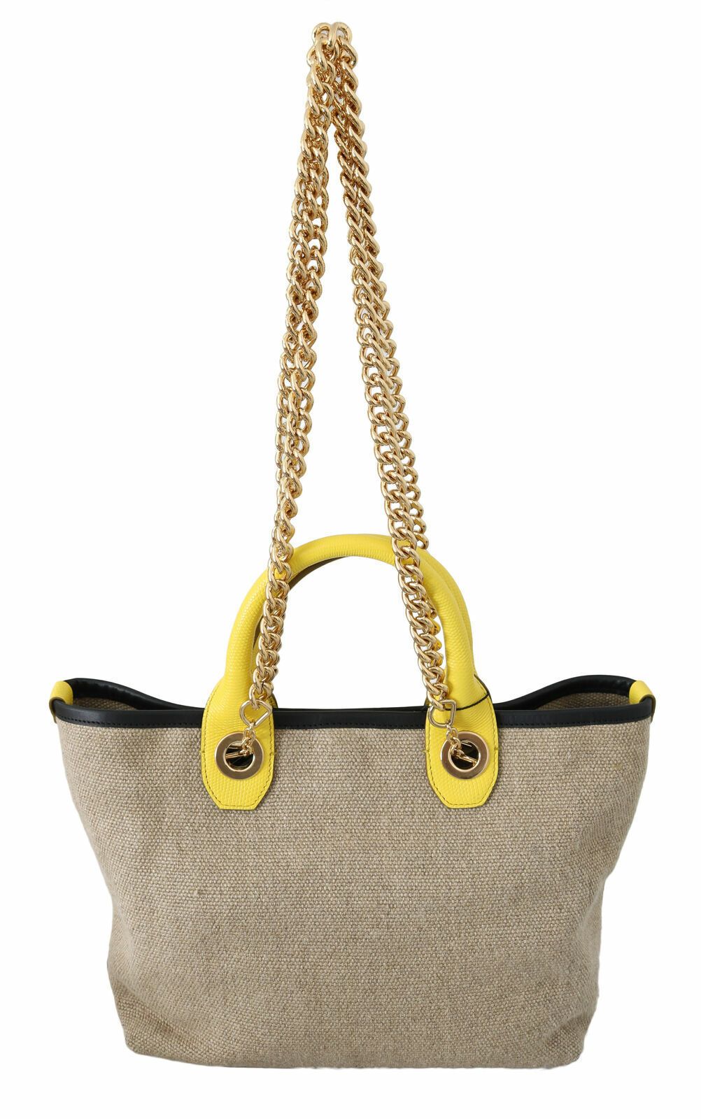 Dolce & Gabbana Beige Gold Kettenriemen Schulterriemen Handtasche Tote Bag
