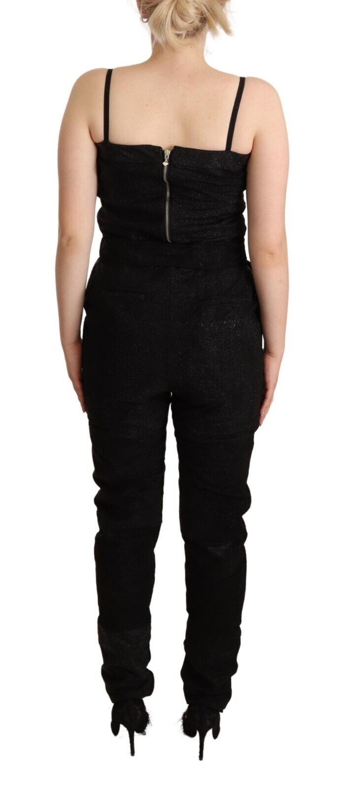 La Maison du Couturier Schwarzes Spaghetti-Träger-Jumpsuit-Kleid