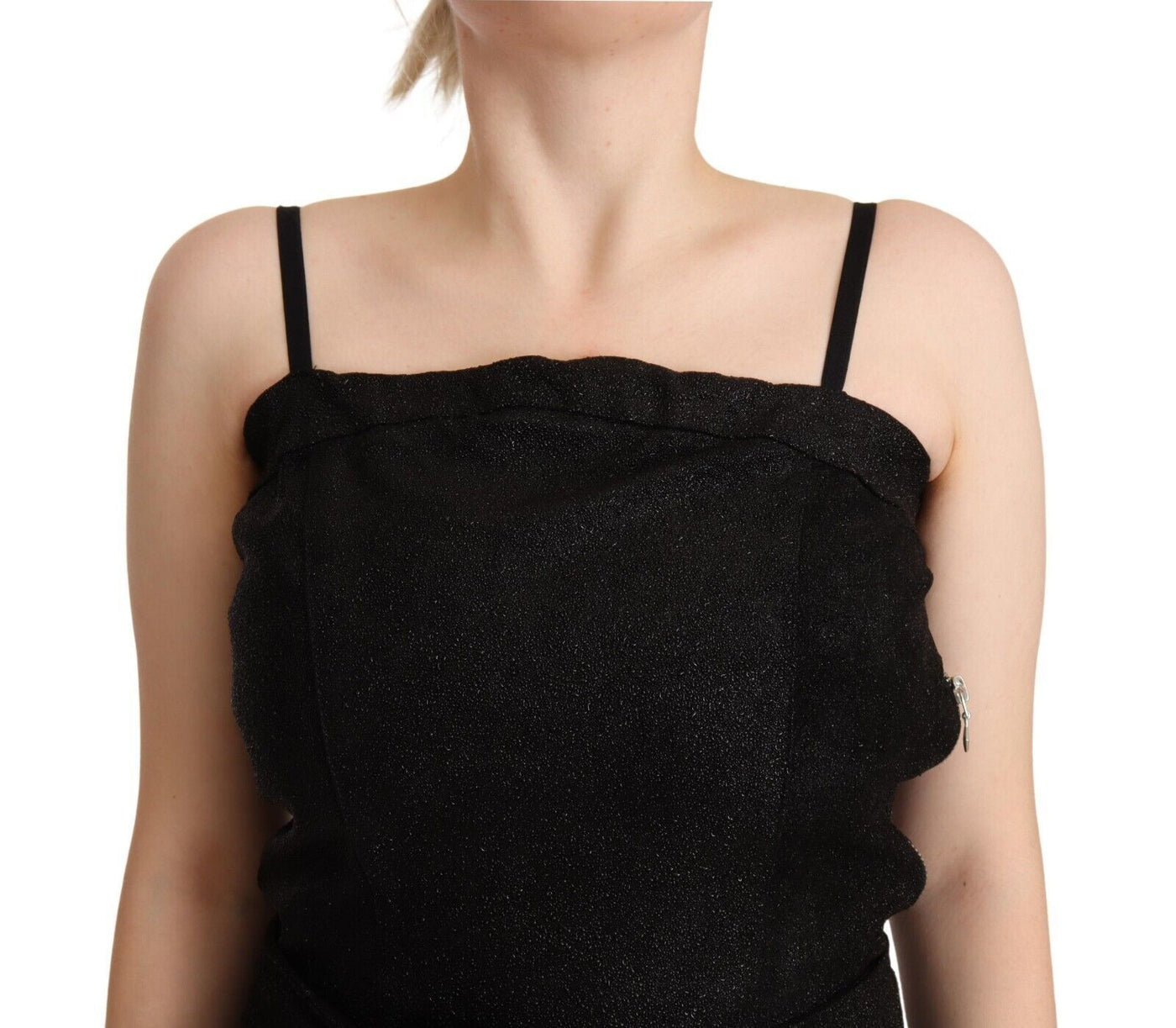 La Maison du Couturier Schwarzes Spaghetti-Träger-Jumpsuit-Kleid