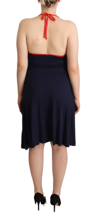 Roccobarocco Marineblaues ärmelloses Etuikleid Midikleid