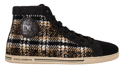 Dolce & Gabbana Beige Braun Wolle Baumwolle High Top Sneakers