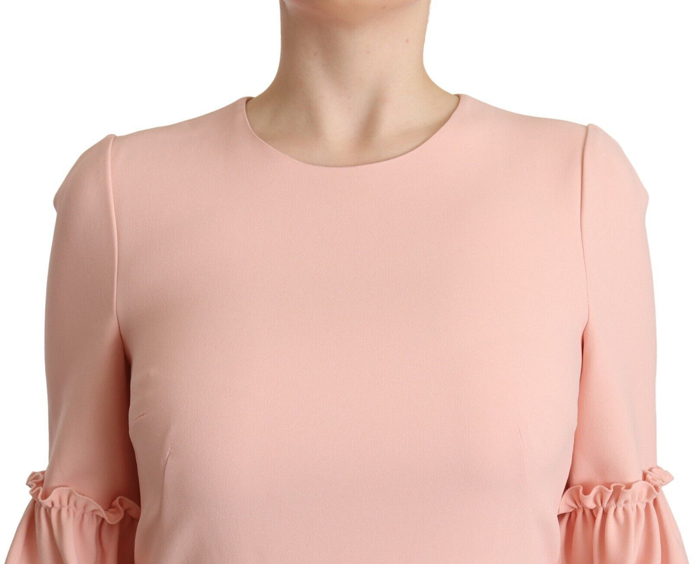 Dolce & Gabbana Rosa Viskose-Etuikleid mit gerafften Ärmeln